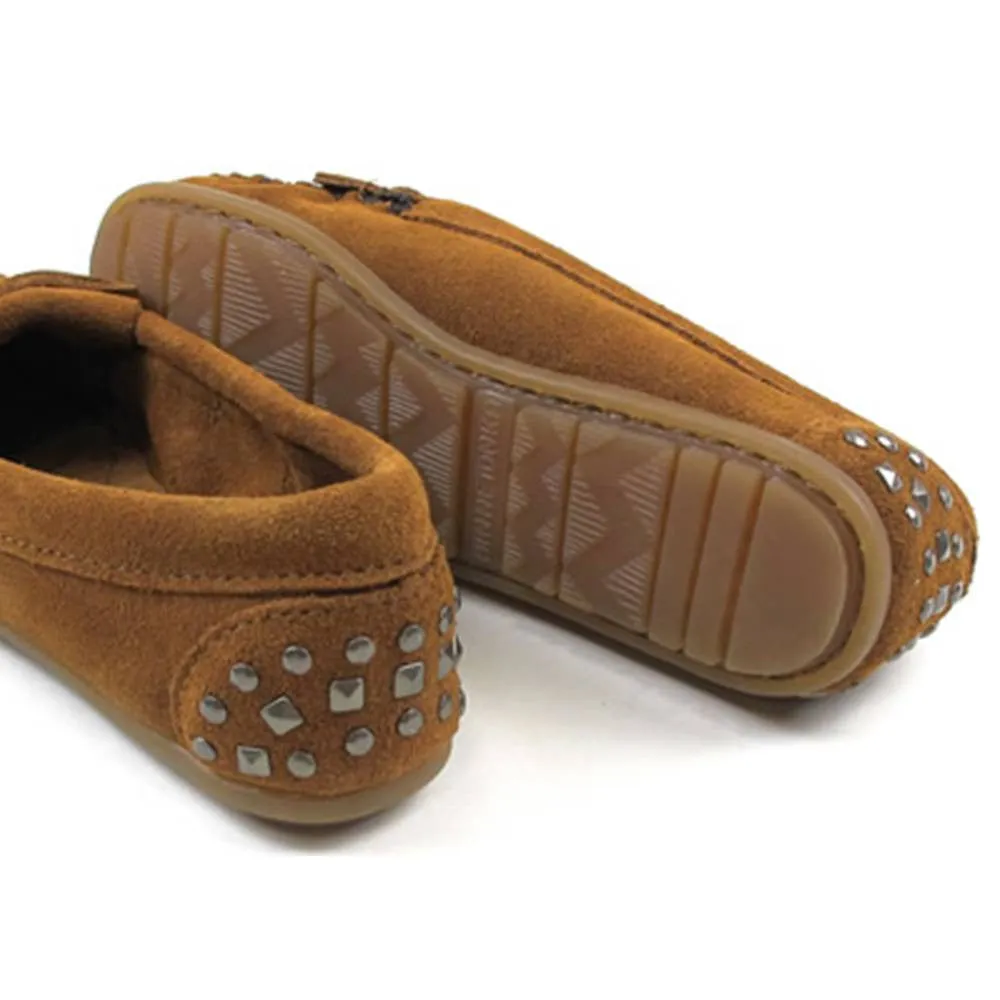 Minnetonka Double Stud Brown Moccasins