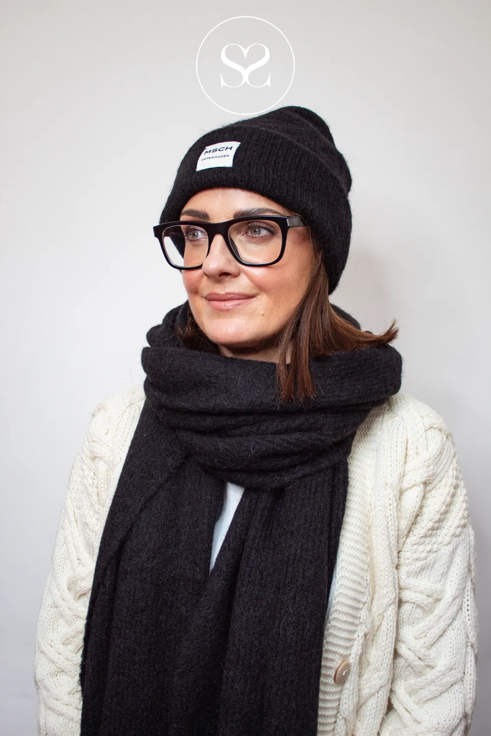 MOSS COPENHAGEN HOPE BLACK SCARF