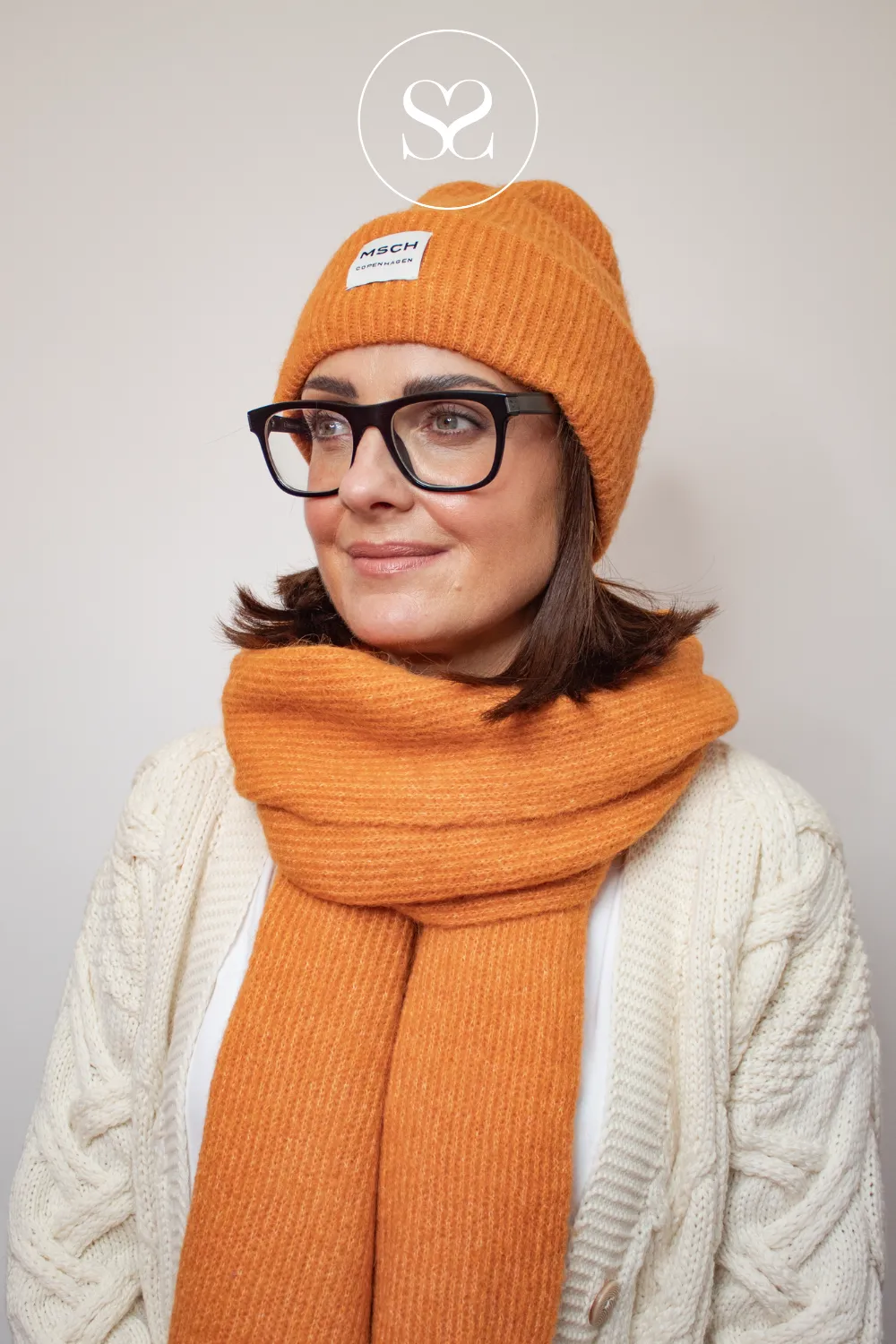 MOSS COPENHAGEN HOPE ORANGE SCARF