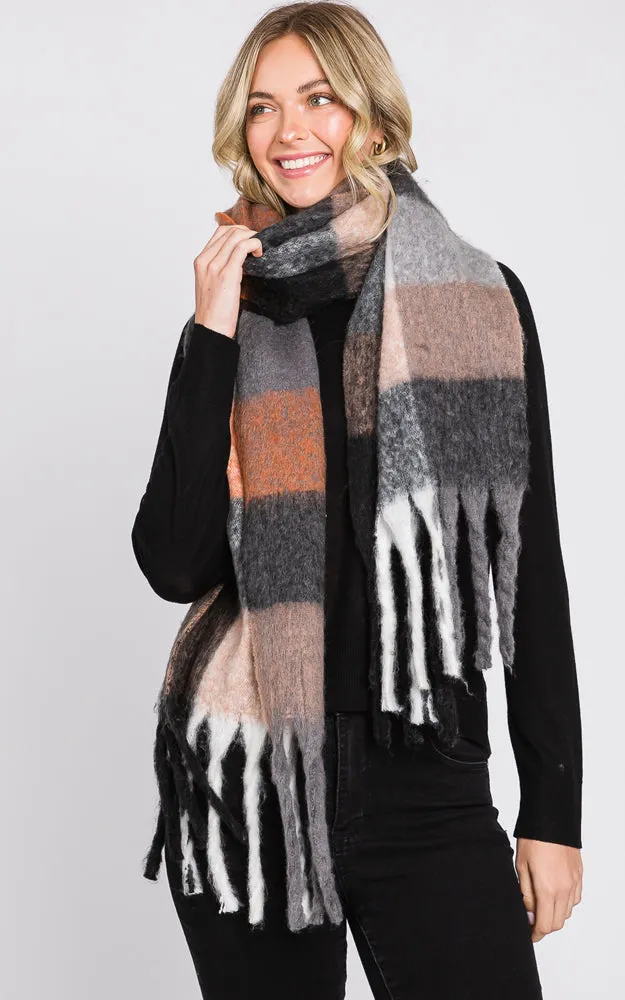 MS0310 MULTI COLOR PLAID SCARF W/FRINGES