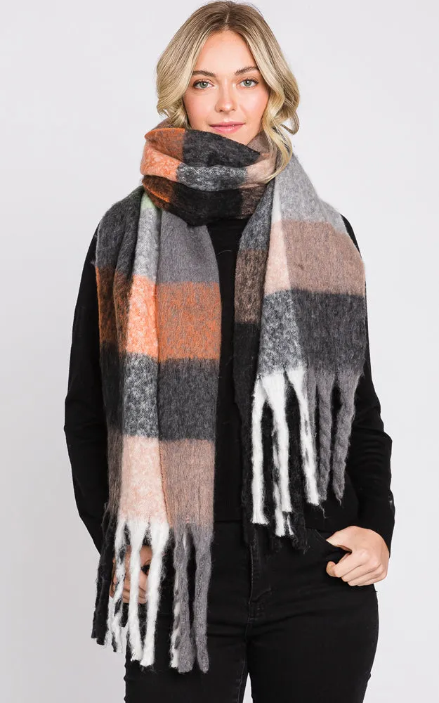 MS0310 MULTI COLOR PLAID SCARF W/FRINGES