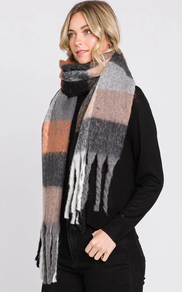 MS0310 MULTI COLOR PLAID SCARF W/FRINGES