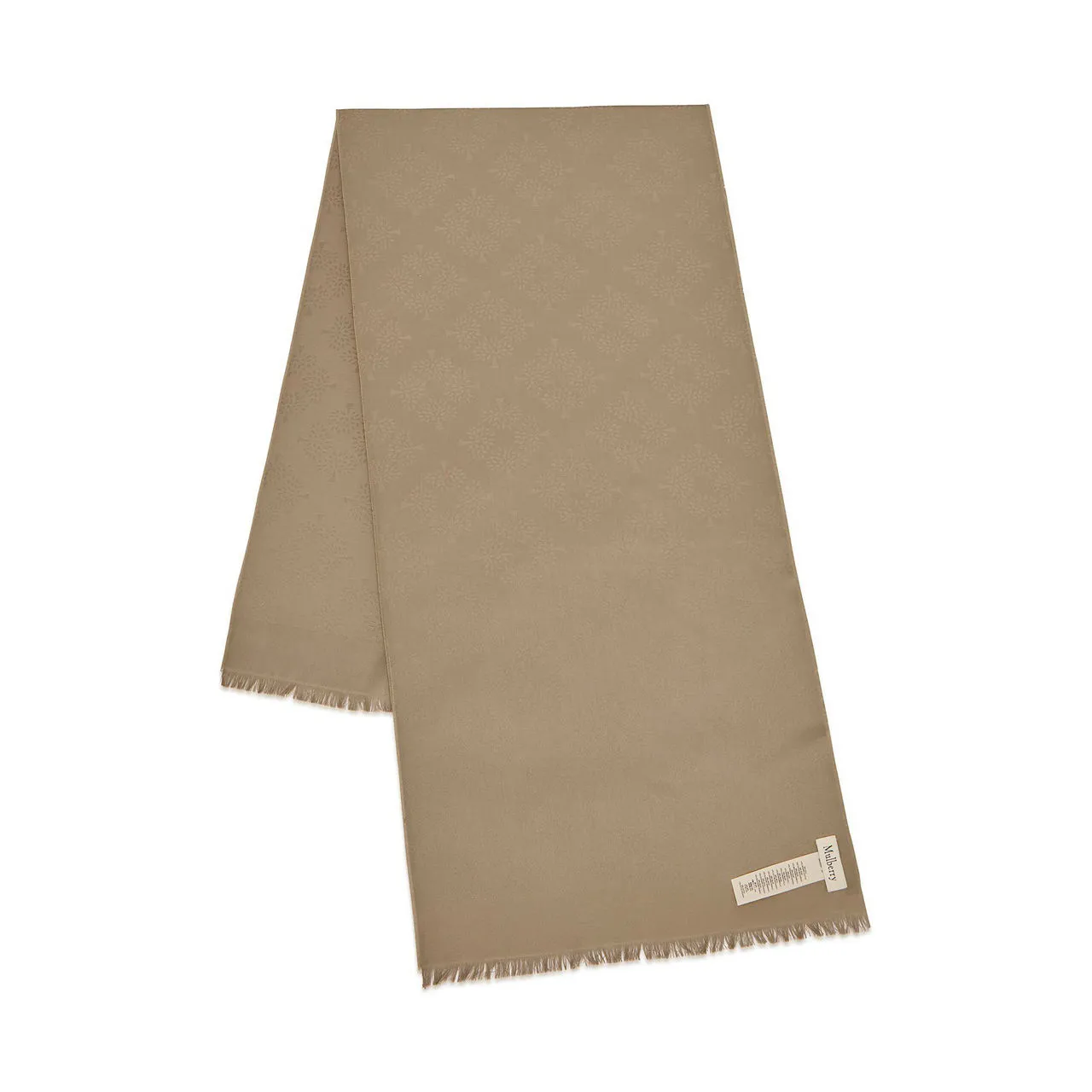 MULBERRY Logo Tree Fringed Scarf - Linen Green