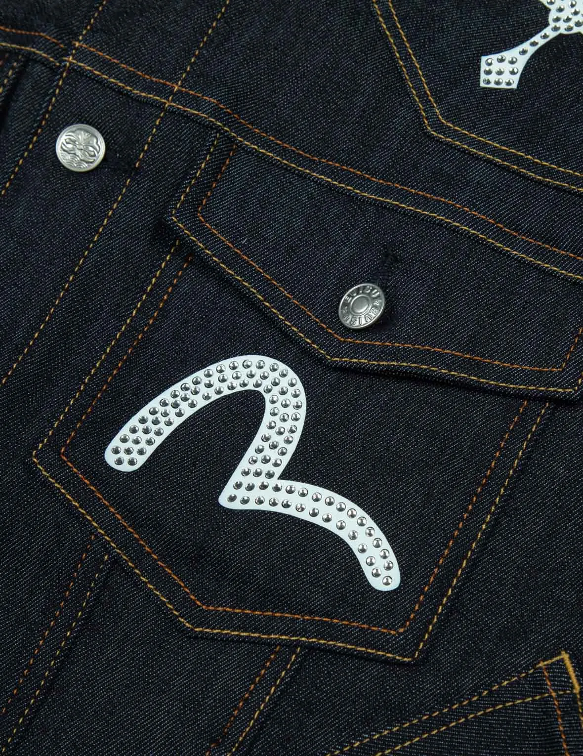 Multi Pocket with Rhinestone Relax Fit Denim Jacket