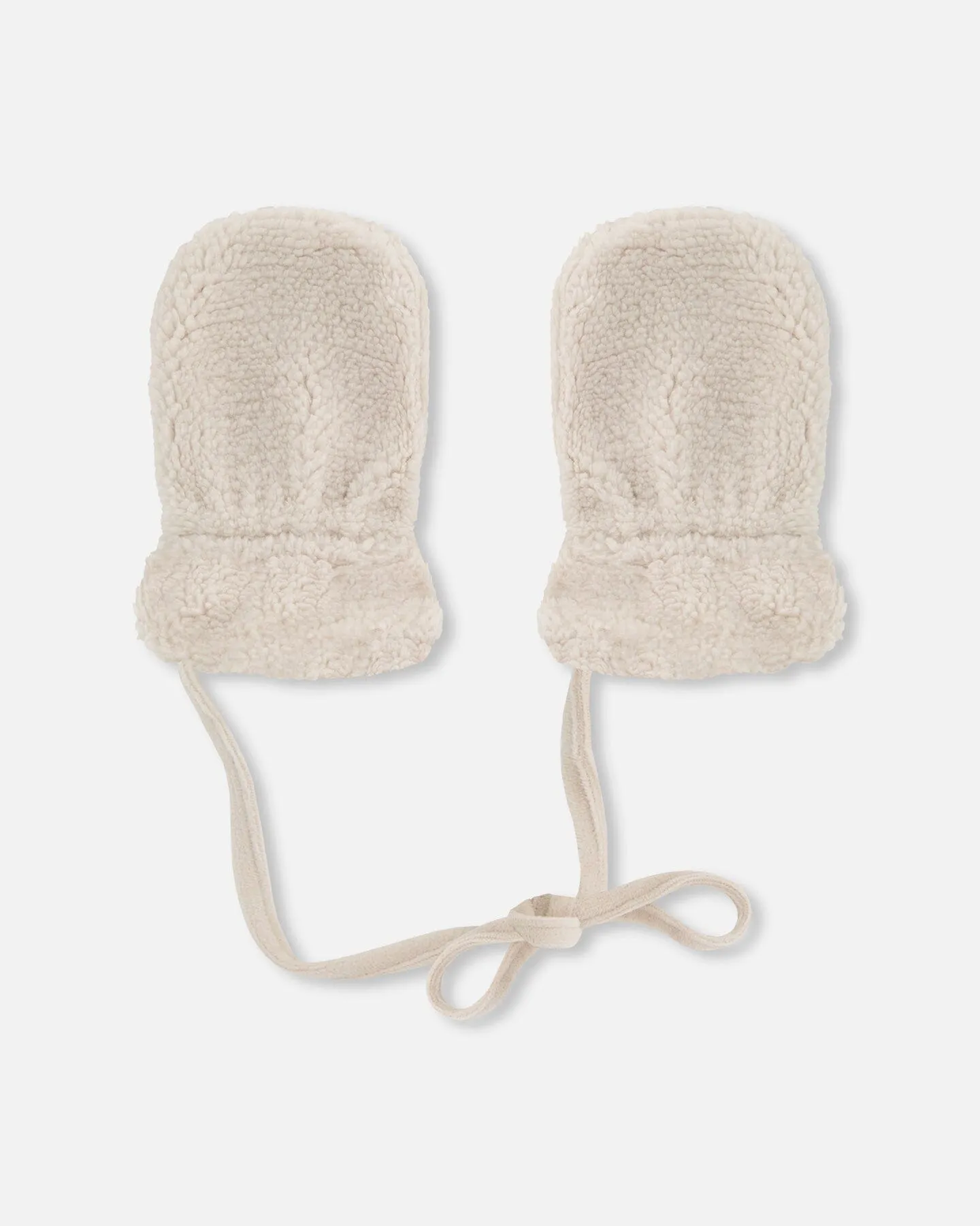 Newborn Sherpa Mittens No Thumbs Off White