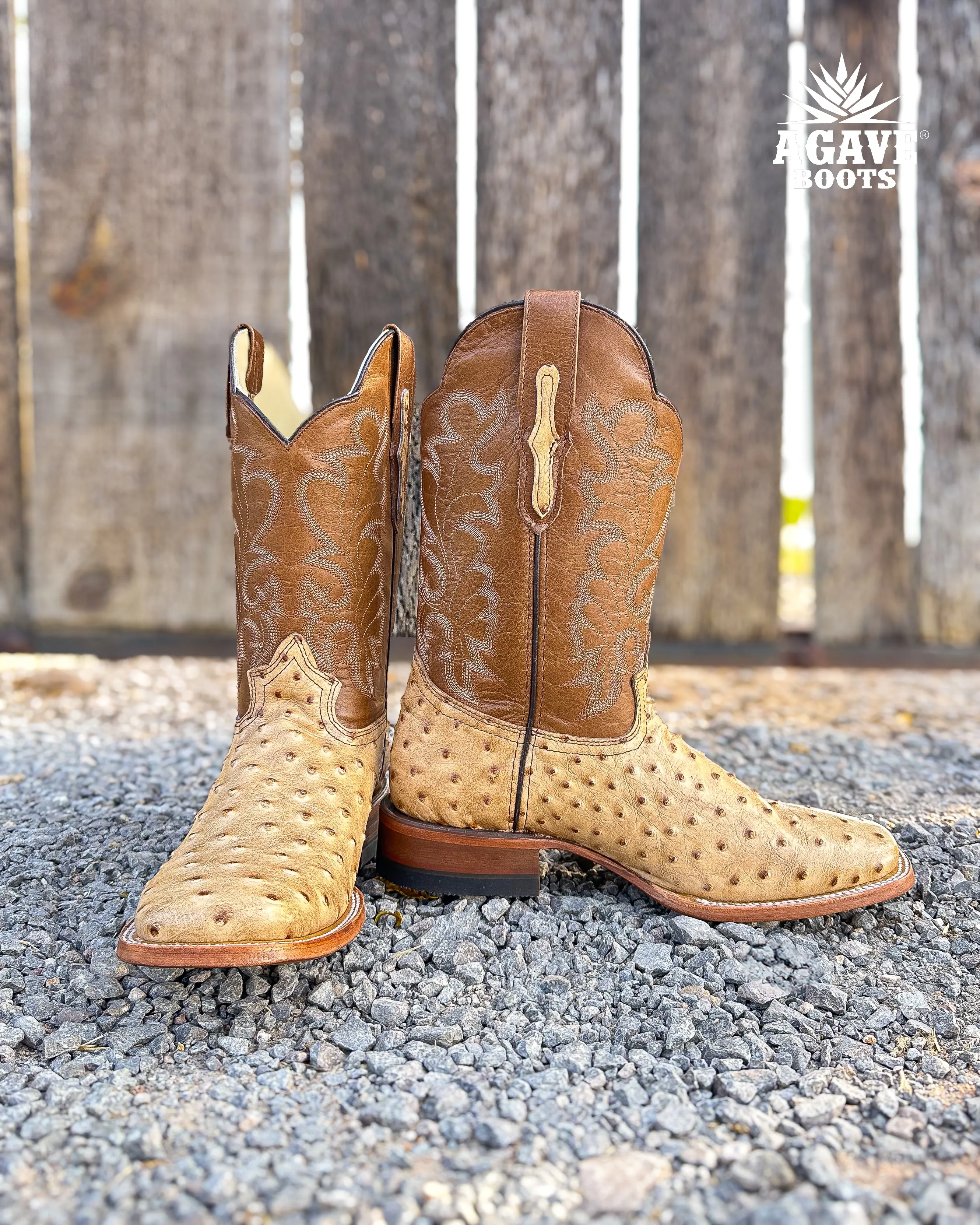 ORIX TAN OSTRICH | MEN SQUARE TOE WESTERN COWBOY BOOTS