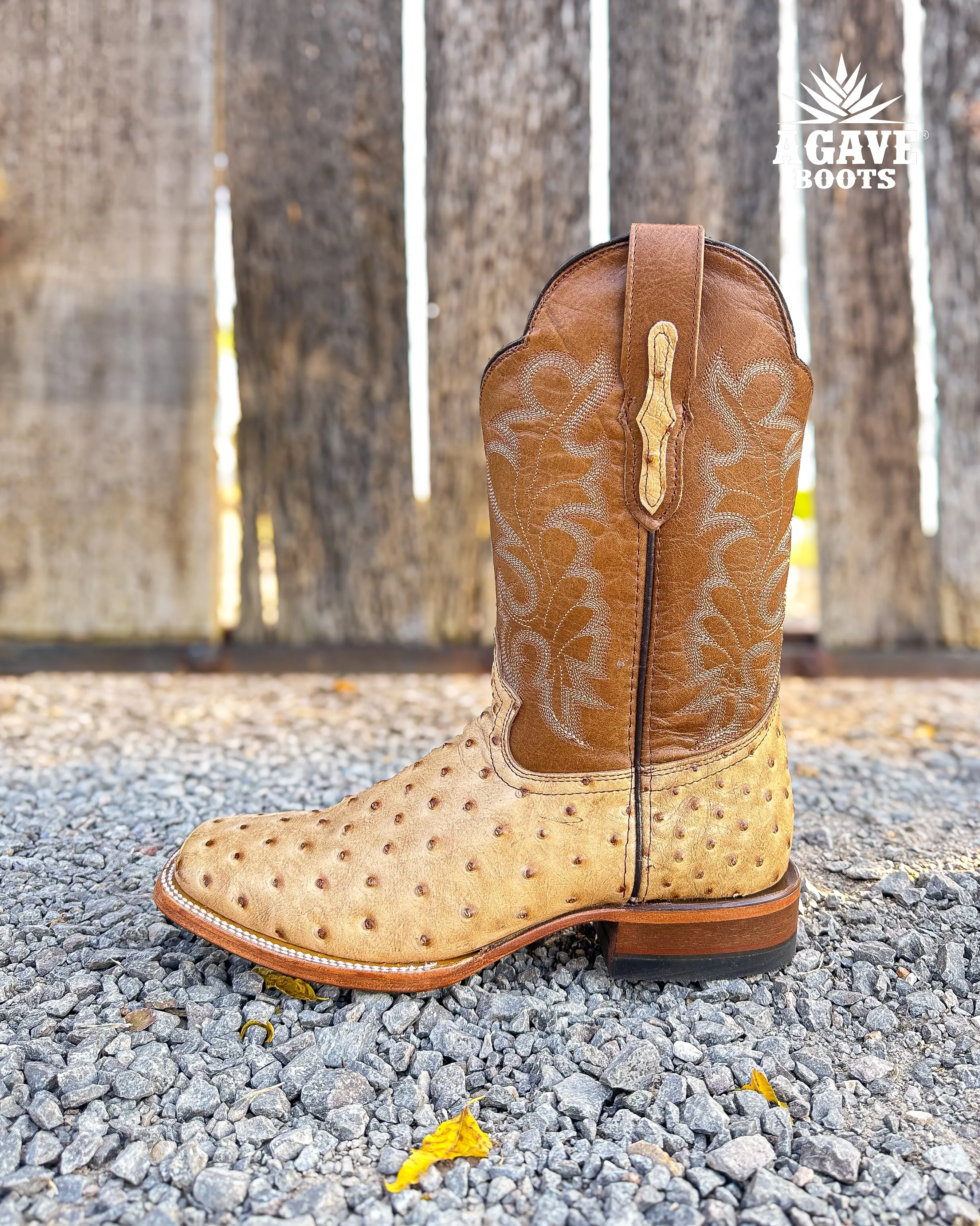 ORIX TAN OSTRICH | MEN SQUARE TOE WESTERN COWBOY BOOTS