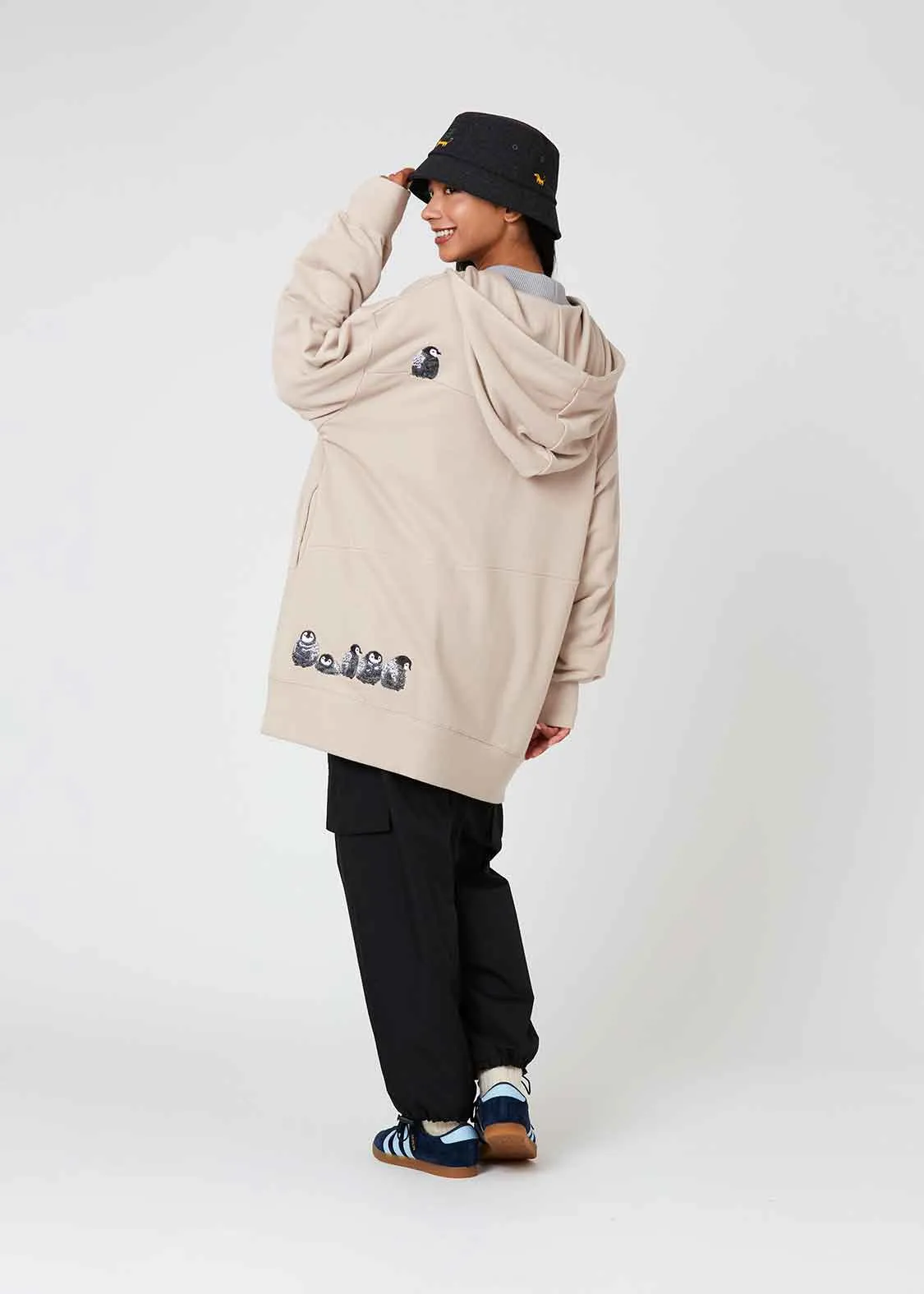 Over Size Long Sleeve Zip Parka (Fluffy Penguin)