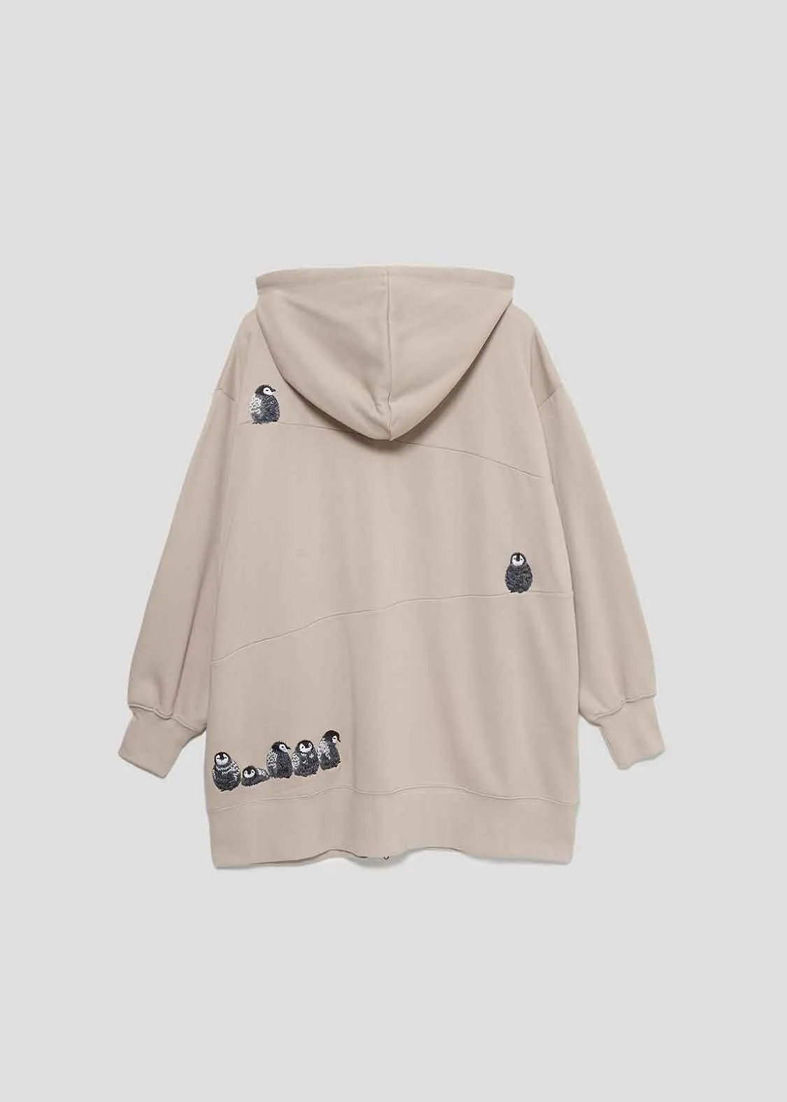 Over Size Long Sleeve Zip Parka (Fluffy Penguin)