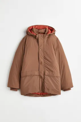 Padded nylon parka - Long sleeve - Regular length - Light brown - Kids | H&M GB