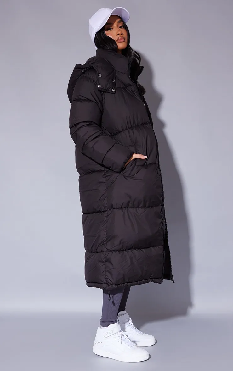 Petite Black Maxi Puffer Coat