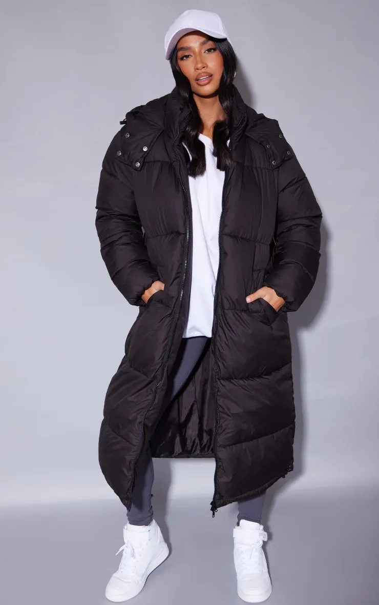 Petite Black Maxi Puffer Coat