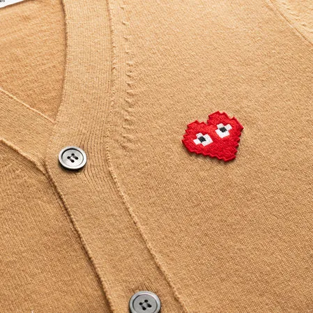 Play Comme des Garons x the Artist Invader Men's Cardigan (Camel)