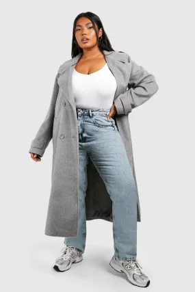 Plus Double Breasted Wool Maxi Coat