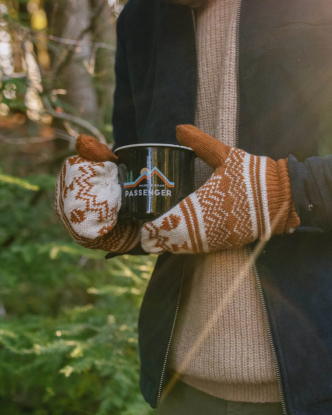 Powder Fleece Lined Recycled Acrylic Mittens - Glazed Ginger