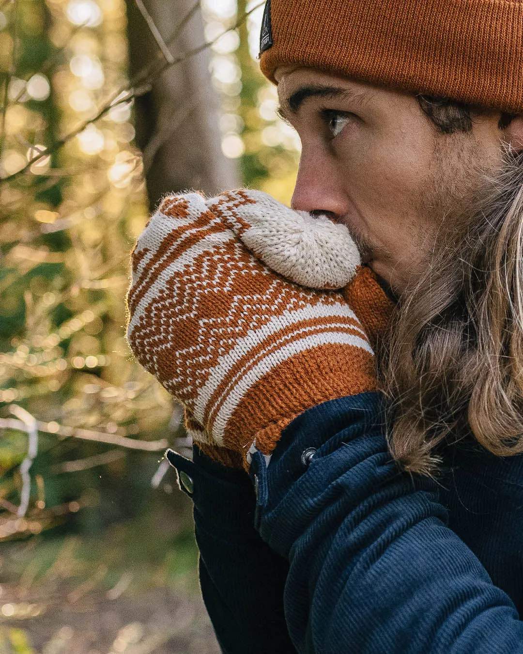 Powder Fleece Lined Recycled Acrylic Mittens - Glazed Ginger