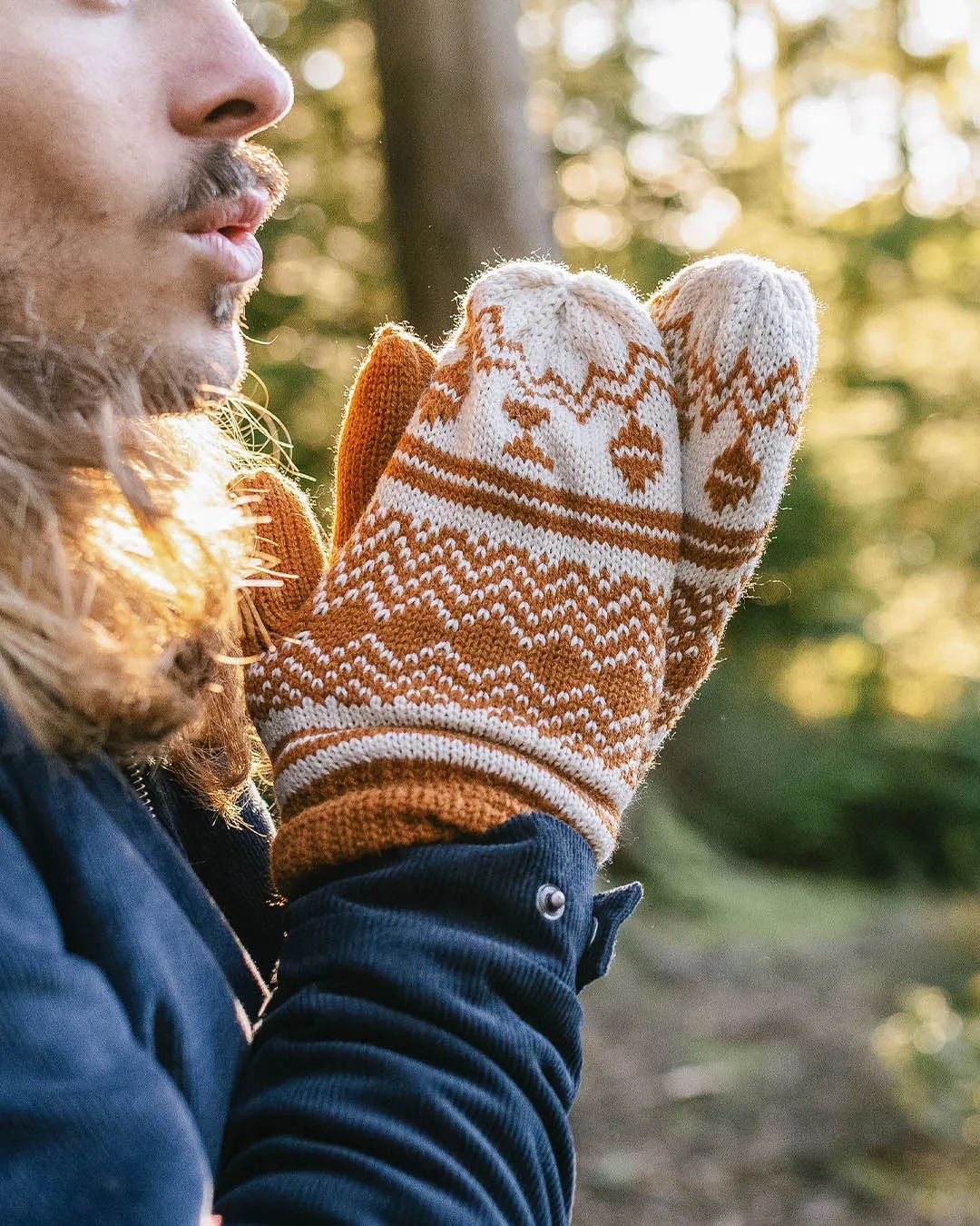 Powder Fleece Lined Recycled Acrylic Mittens - Glazed Ginger