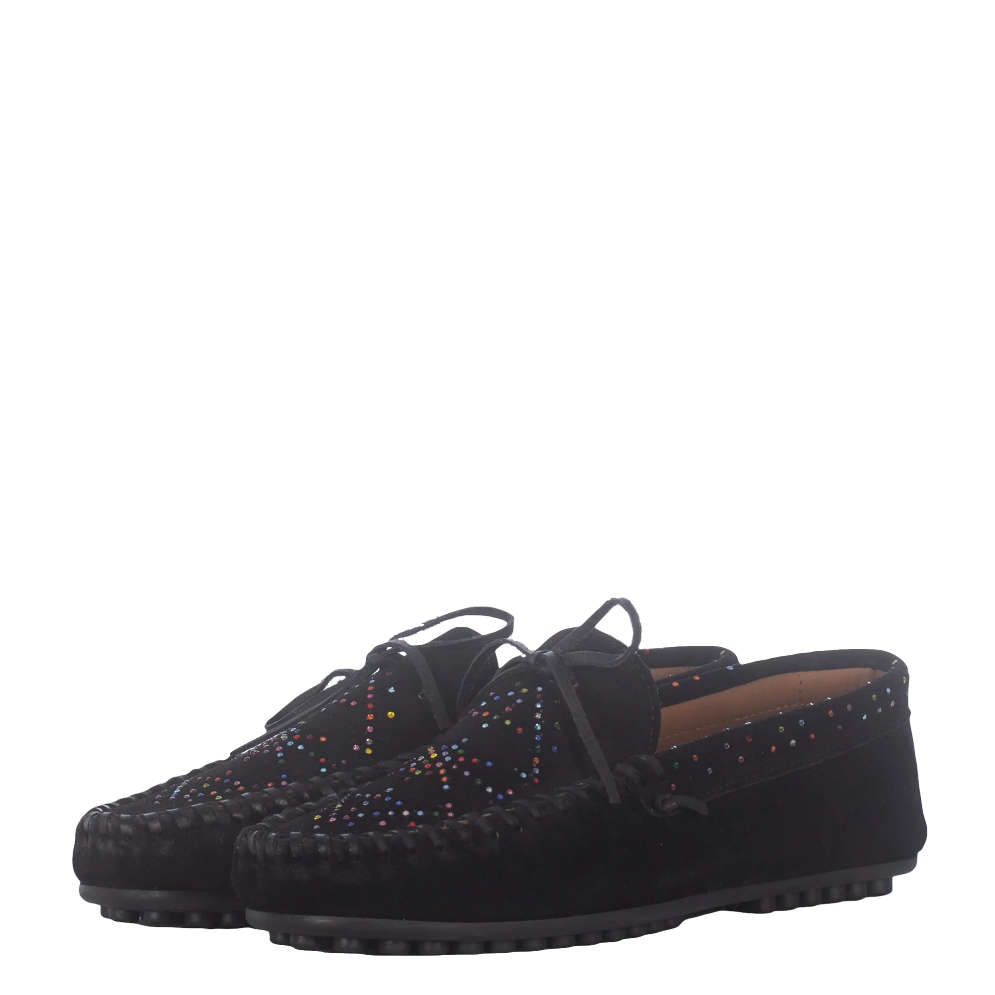 QUECHUA BLACK LOAFERS MULTICOLORED STRASS