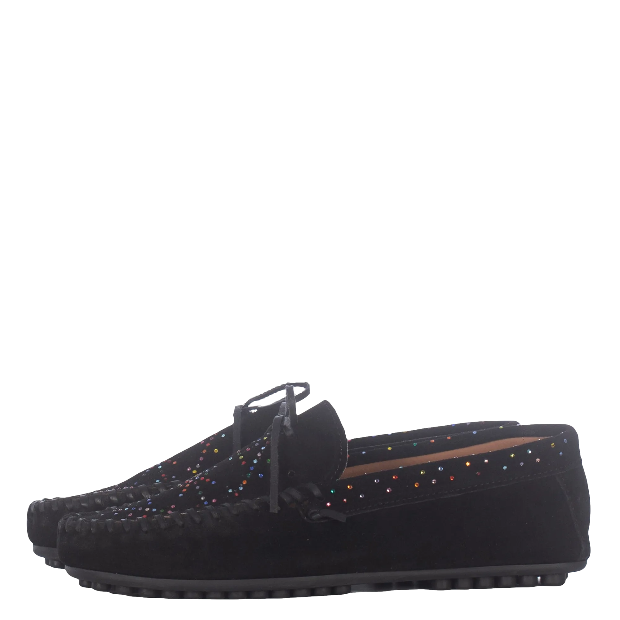 QUECHUA BLACK LOAFERS MULTICOLORED STRASS