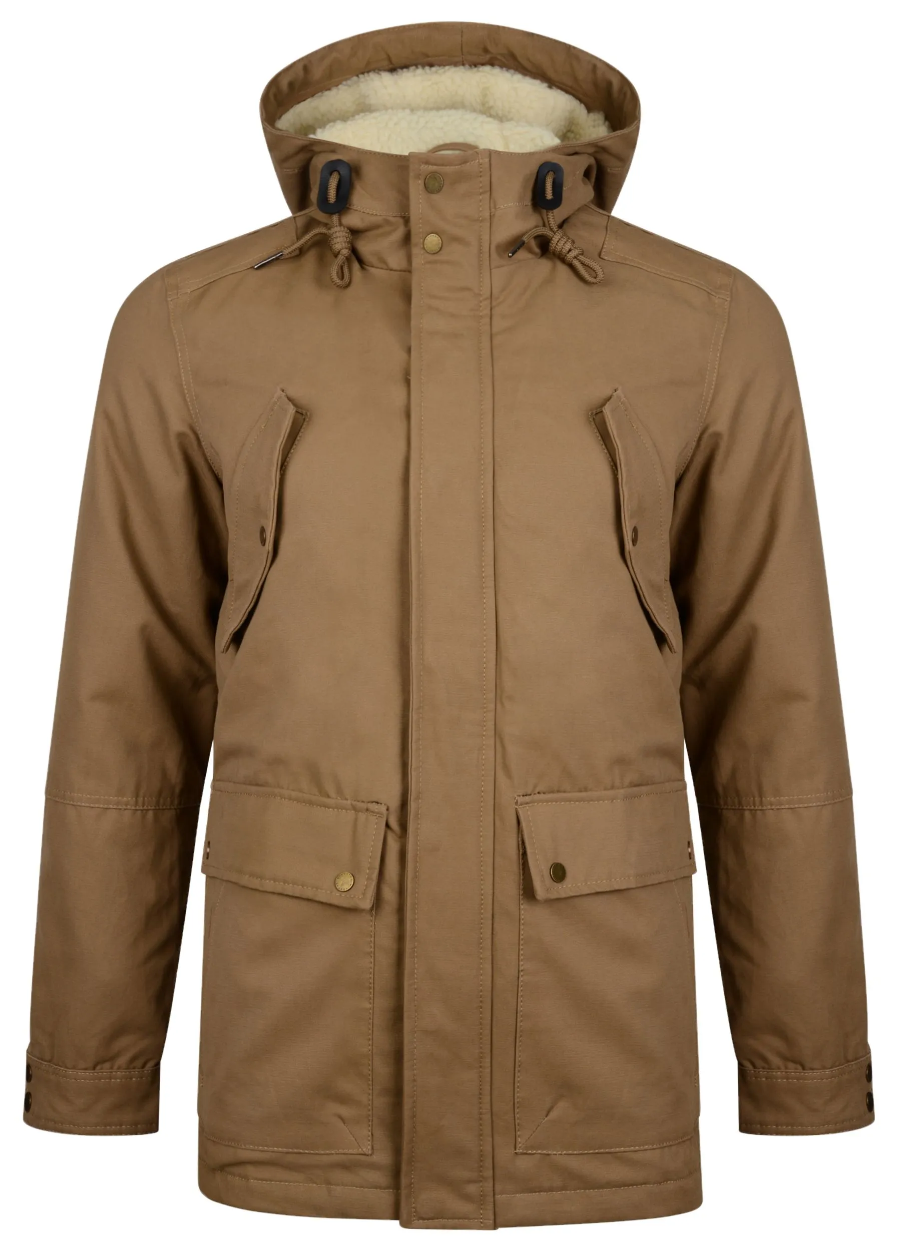 Ringspun Tondor Long Hooded Borg Lined Jacket British Tan