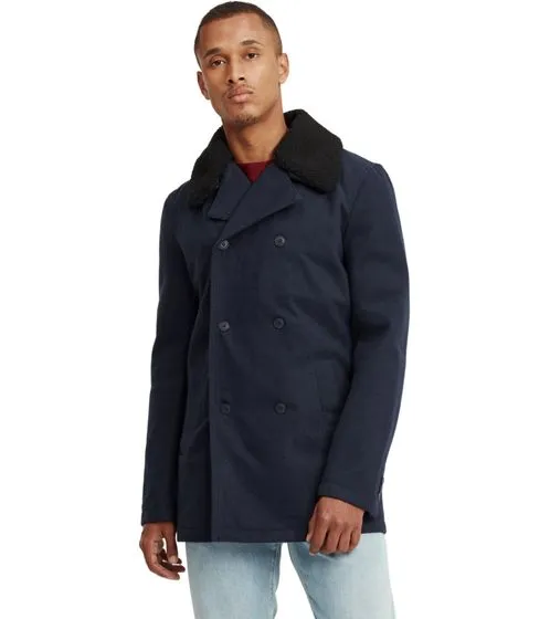 SOLID Parka de invierno para hombre Abrigo de lana Regular Fit Pinto Azul oscuro