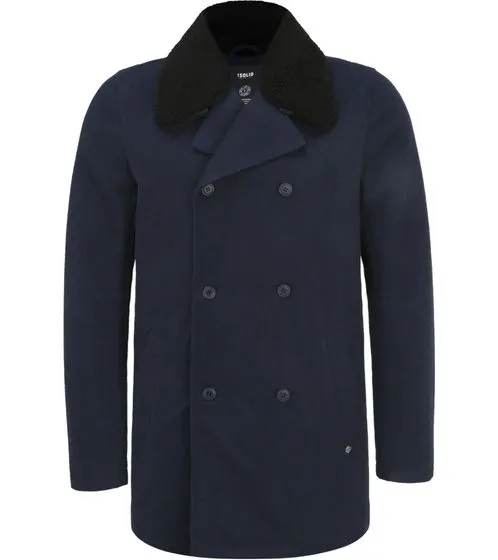 SOLID Parka de invierno para hombre Abrigo de lana Regular Fit Pinto Azul oscuro