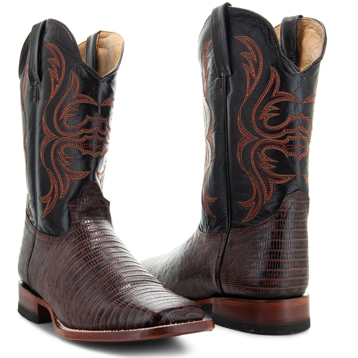 Soto Boots Men's Lizard Print Square Toe Cowboy Boots H8002