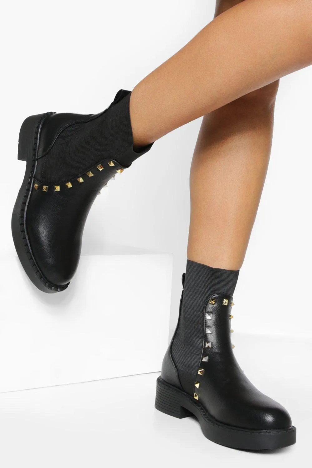 Studded Knit Chelsea Boots