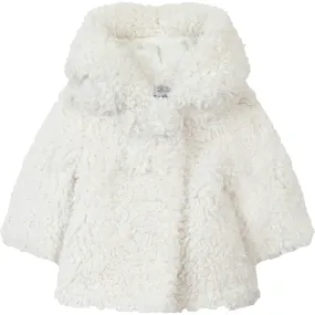 Tartine et Chocolat Baby Faux Fur Hooded Coat, Cream