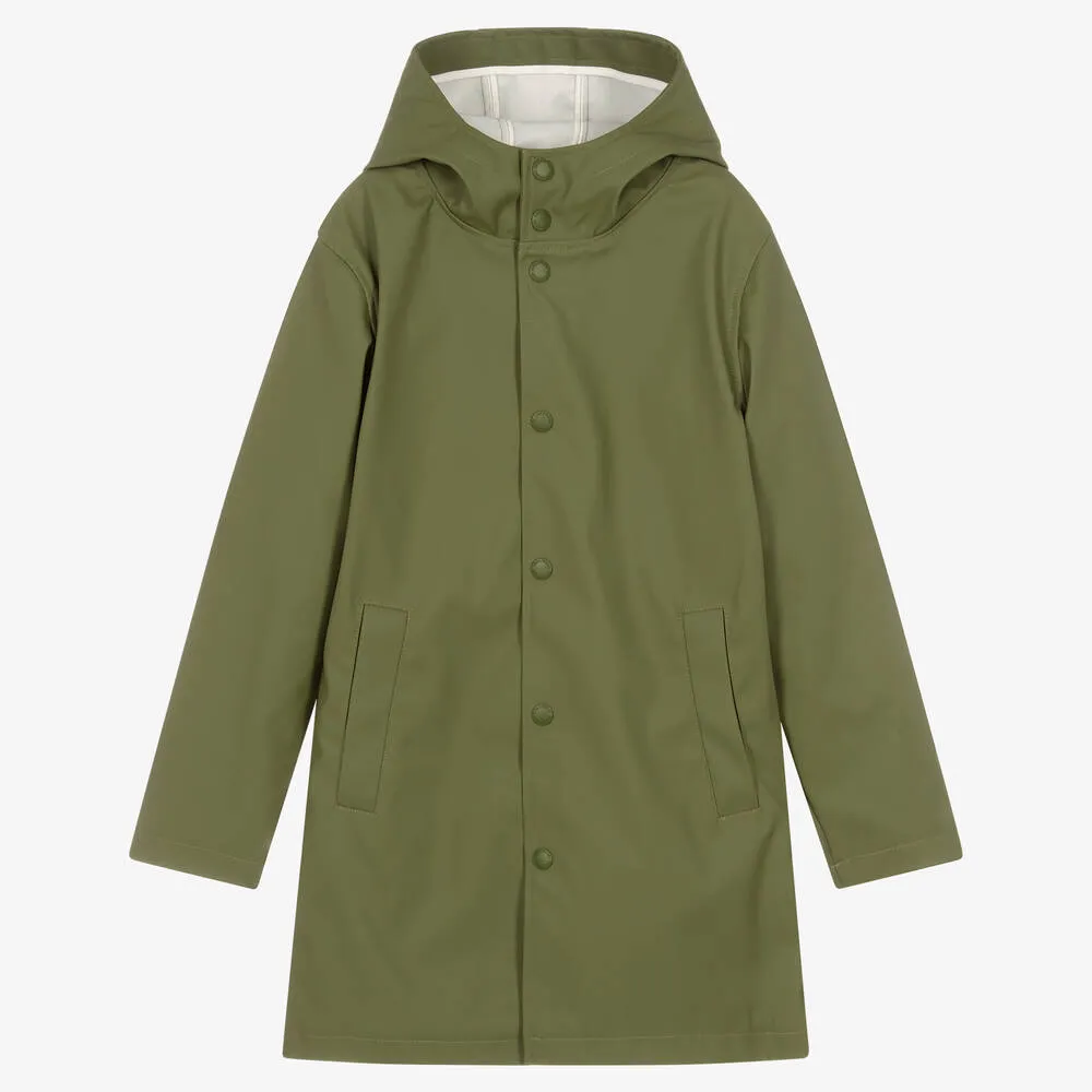 Teen Boys Khaki Green Windbreaker Parka Coat