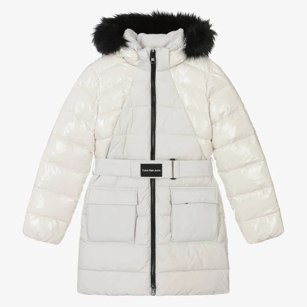 Teen Girls Grey Puffer Coat