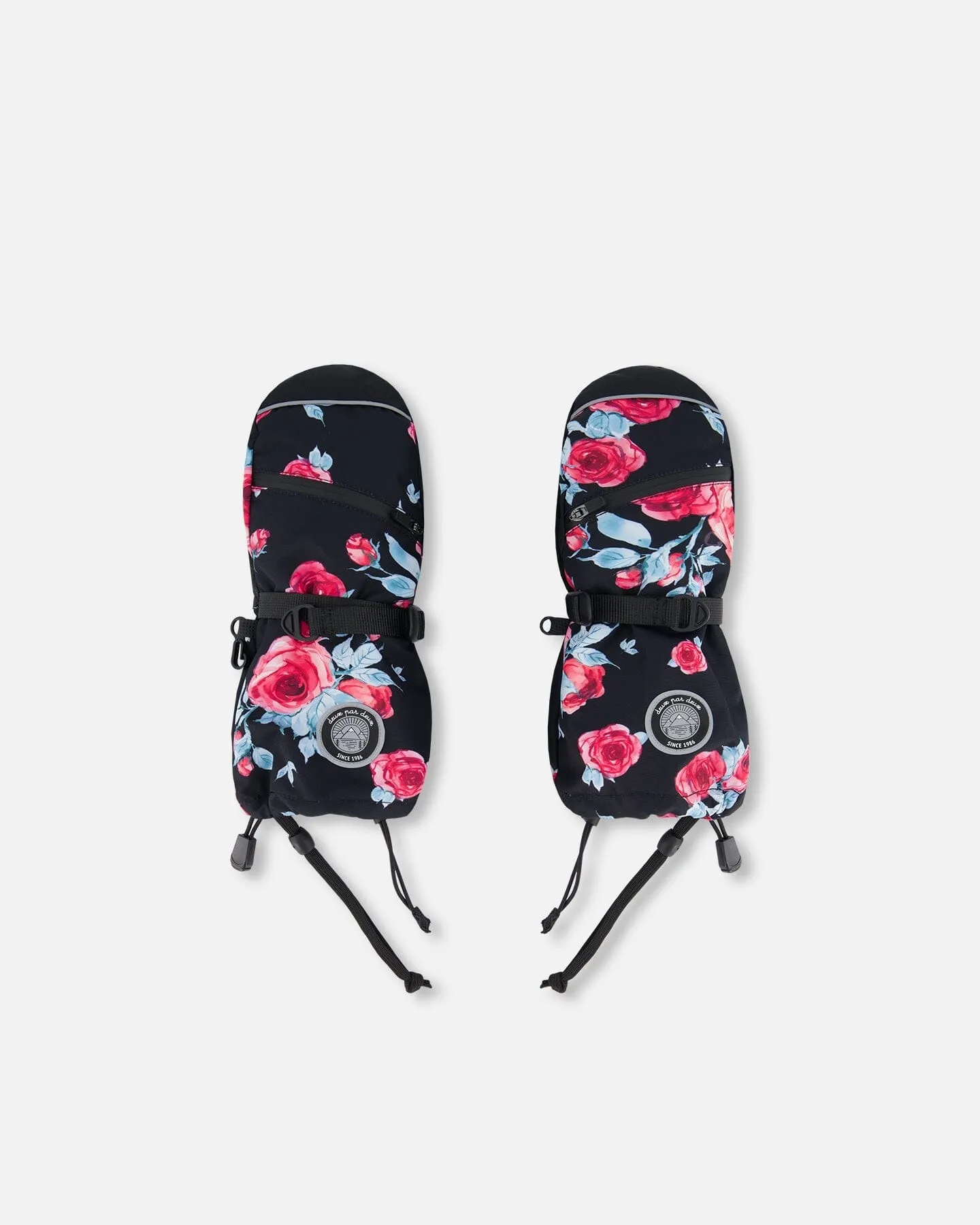 TEKNIK Mittens Black Printed Roses