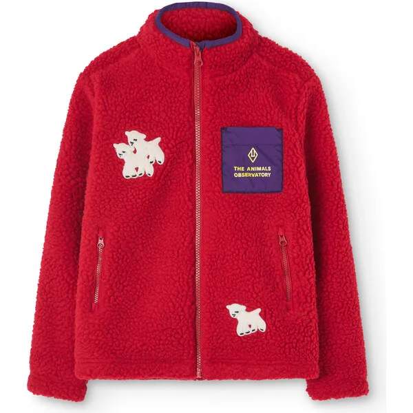 The Animals Observatory Shrew Sheep Regular Fit Fleece Jacket, Red