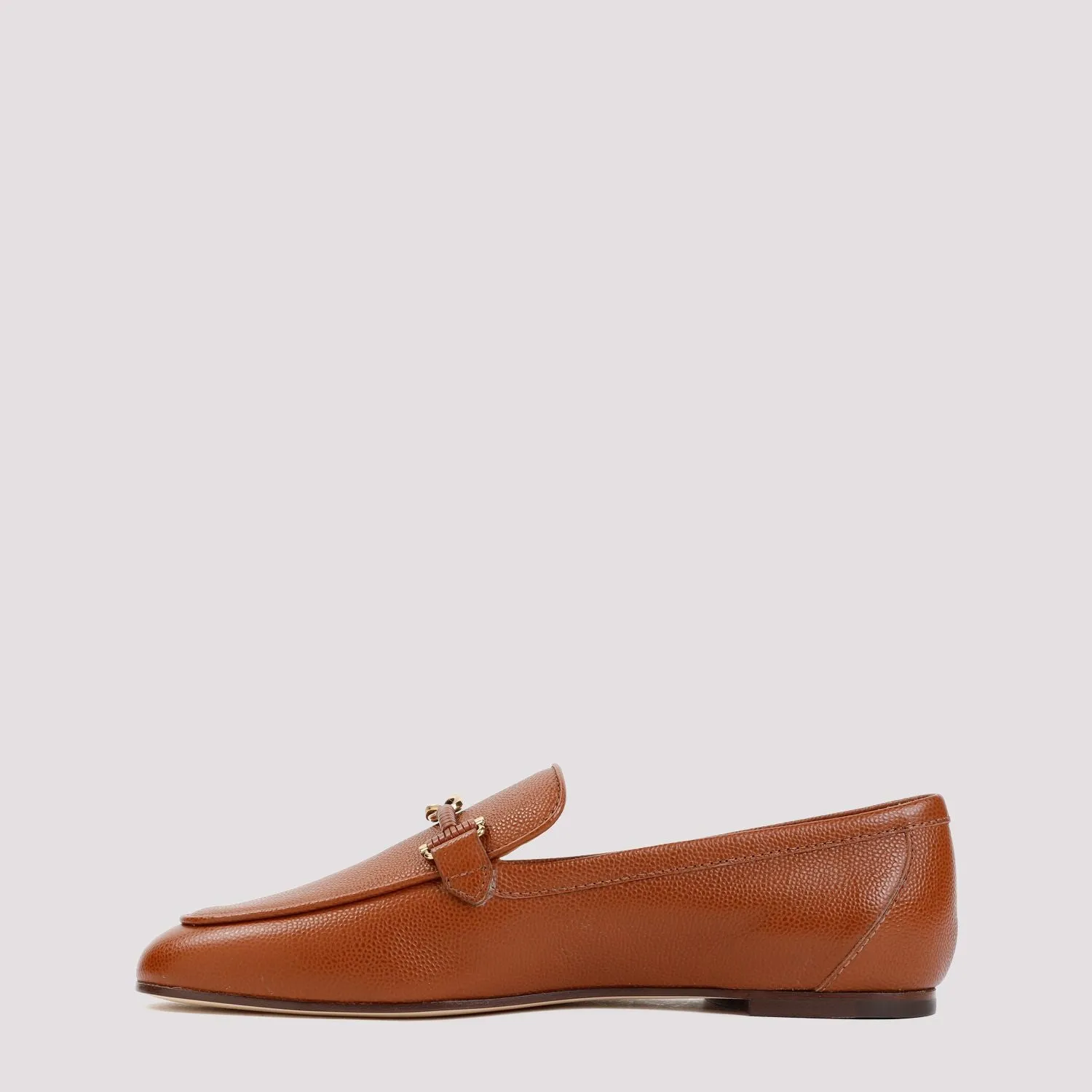 TOD'S Women's Brown Grained Leather Moccasins Flats - SS24