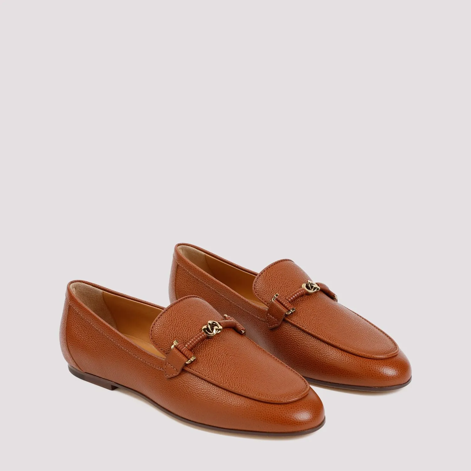 TOD'S Women's Brown Grained Leather Moccasins Flats - SS24