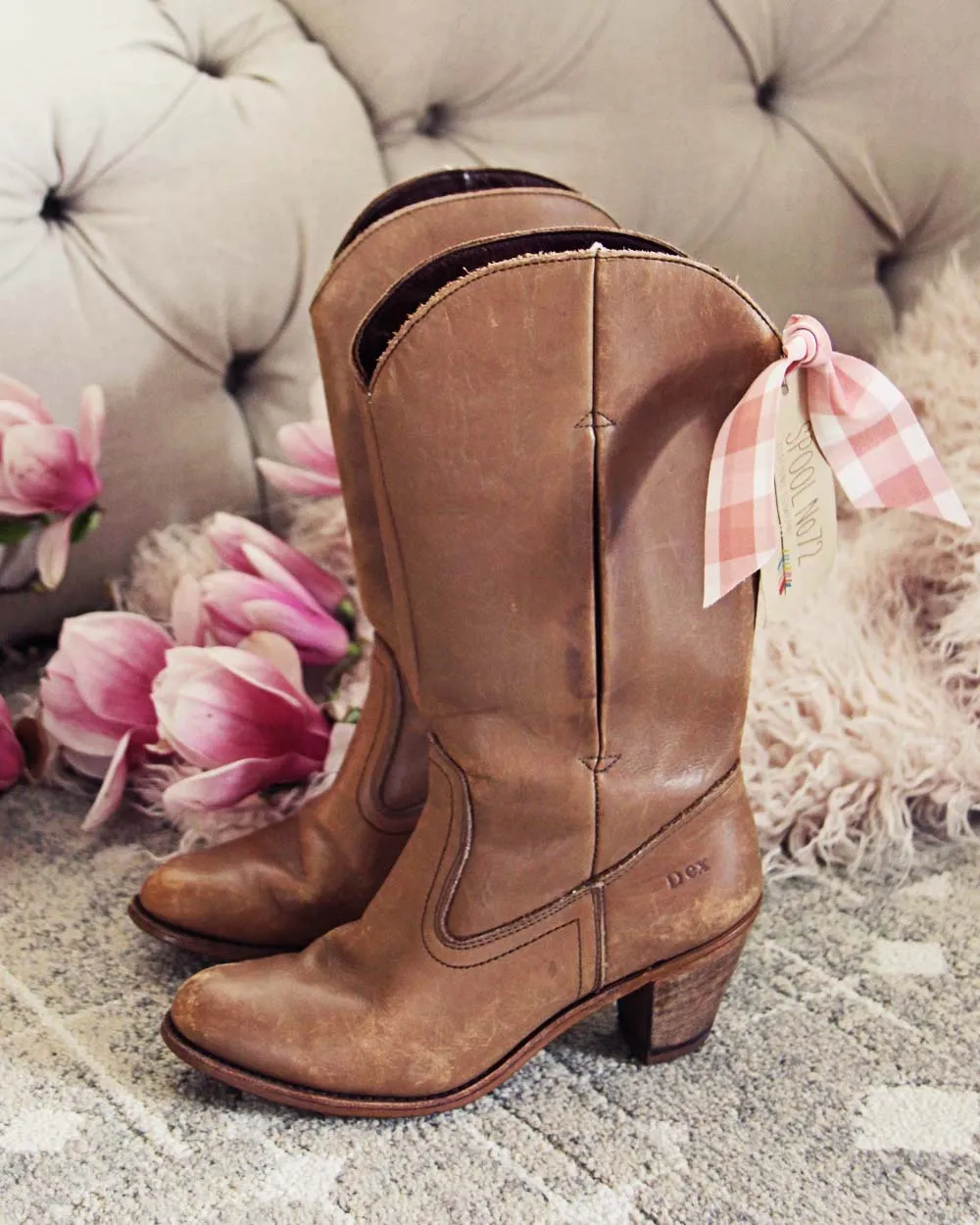 Vintage Taupe Cowboy Boots