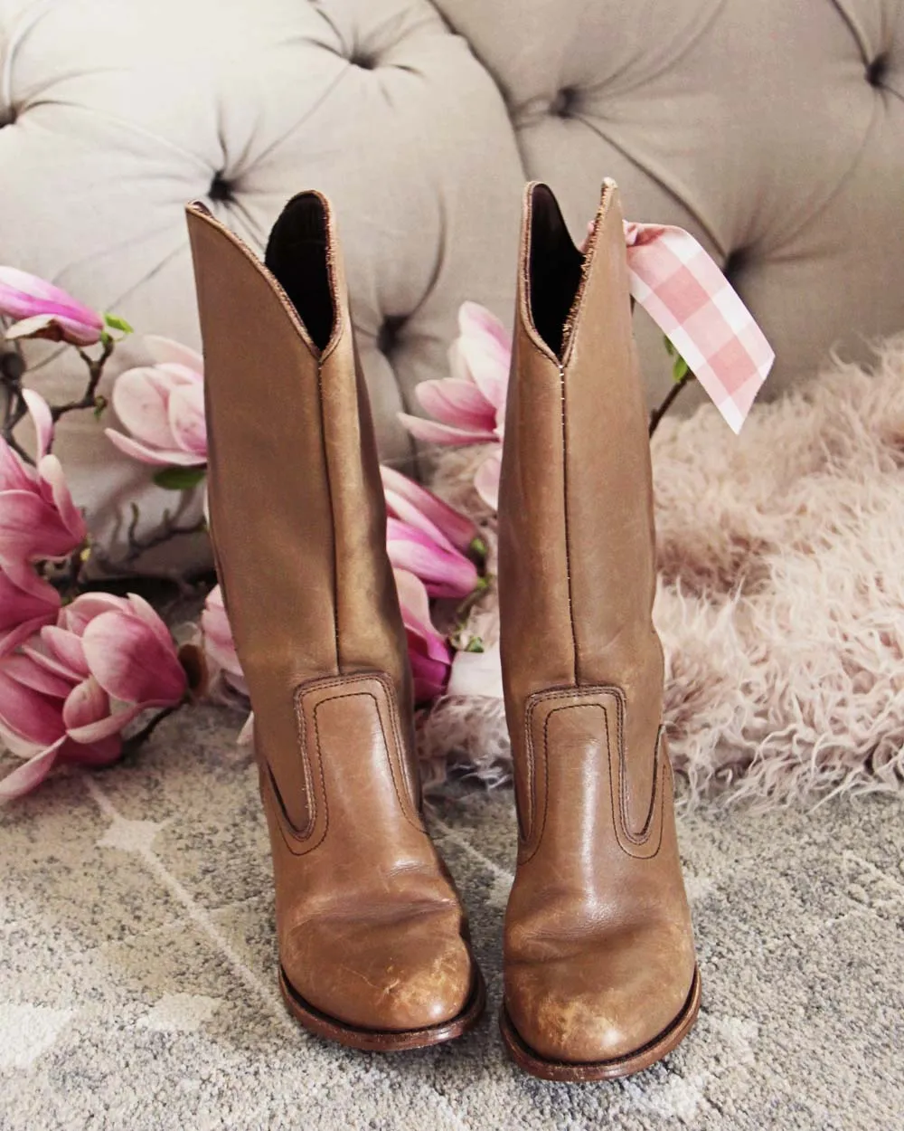 Vintage Taupe Cowboy Boots