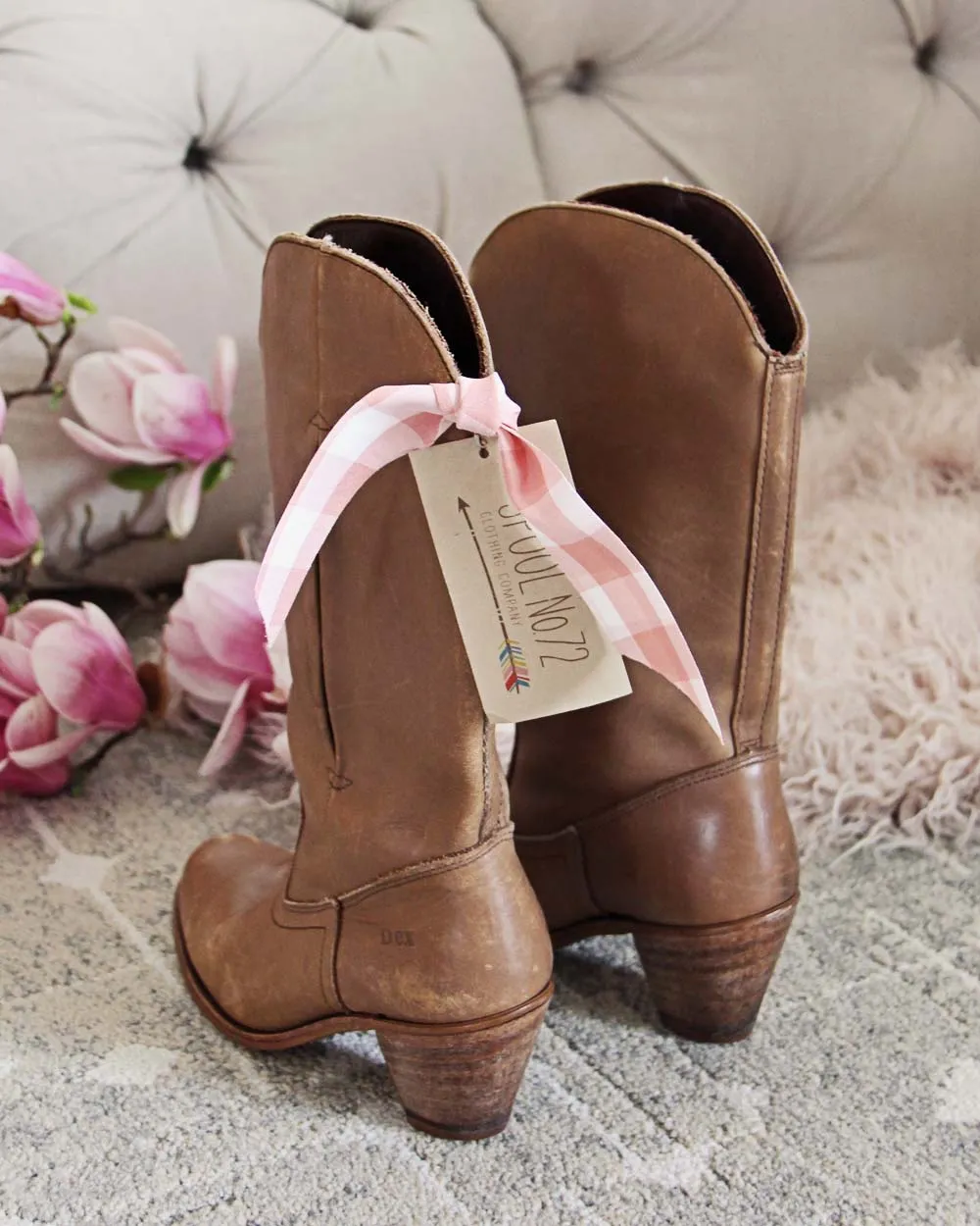 Vintage Taupe Cowboy Boots