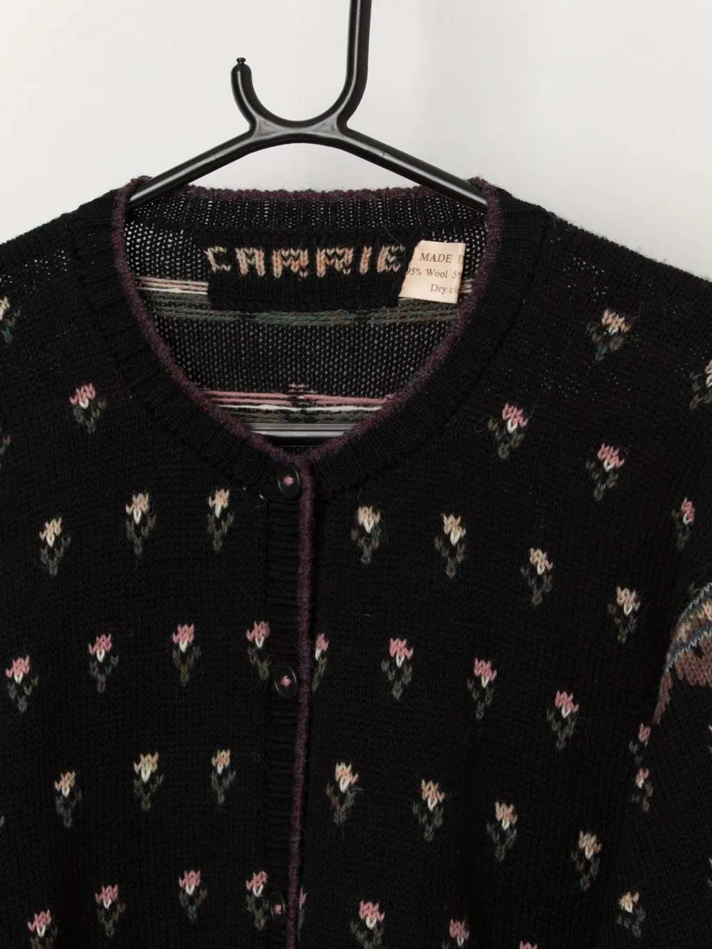 Vintage wool floral cardigan, made in Wales – Medium