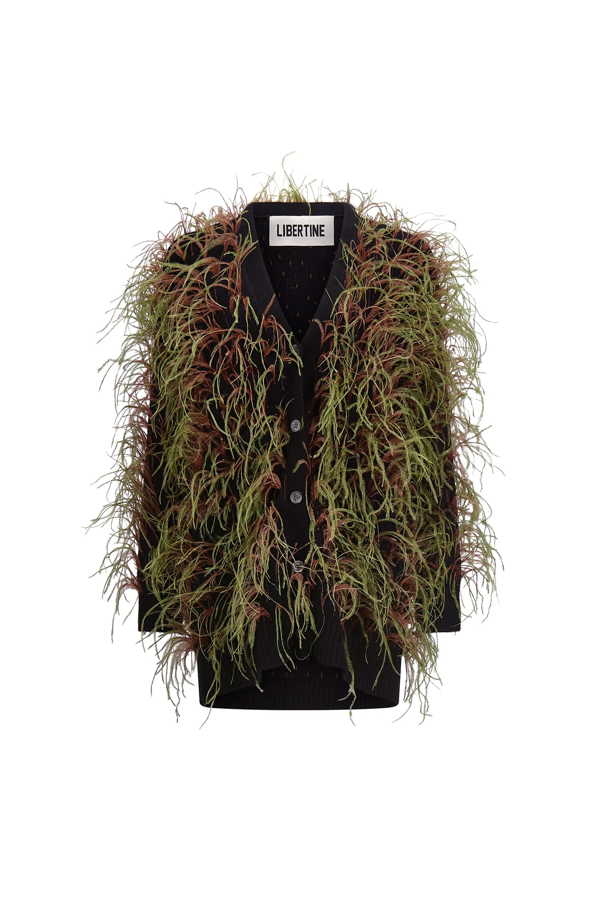 'WHAM BAM' GREEN FEATHERY CARDIGAN