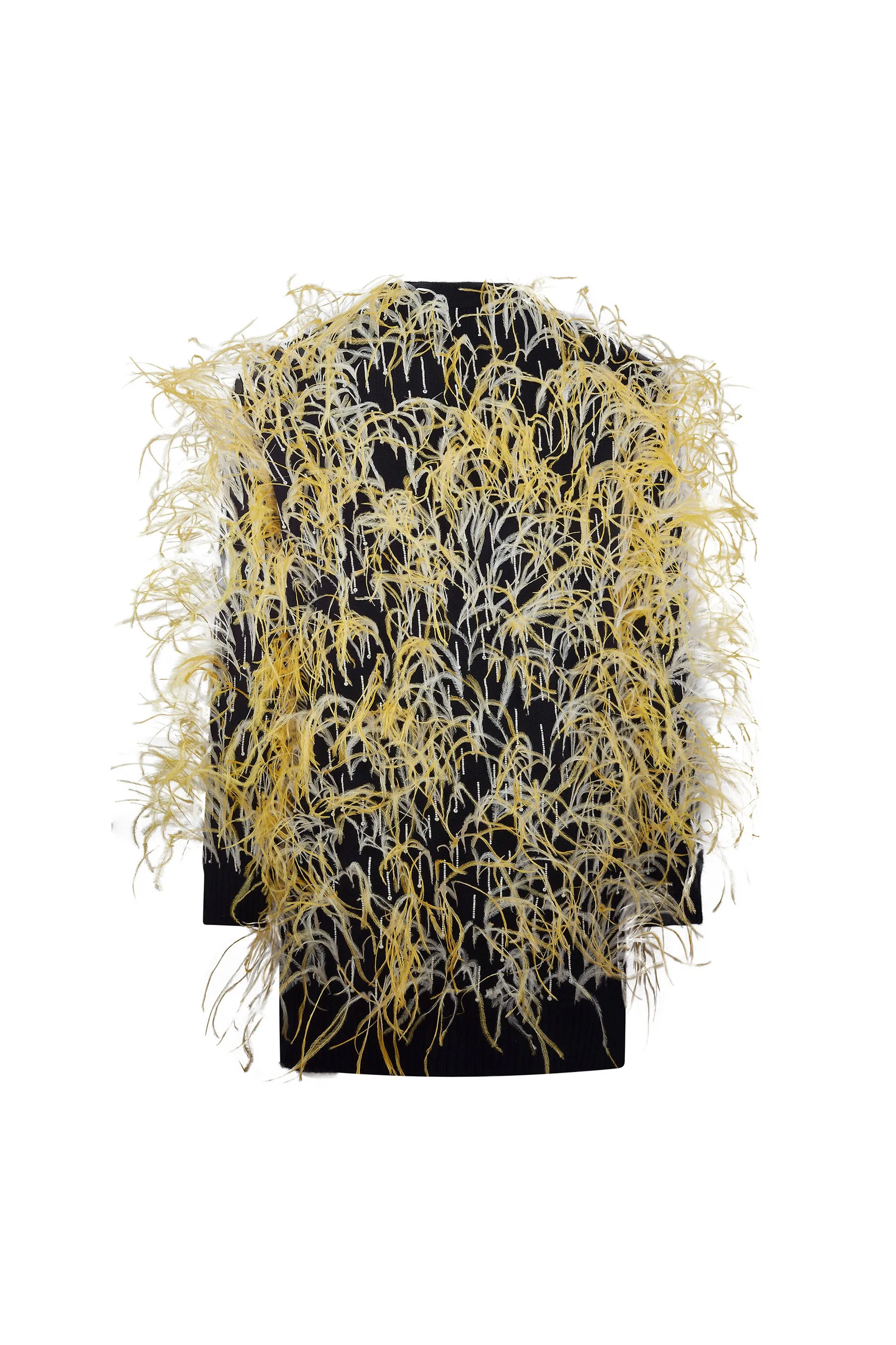 'WHAM BAM' YELLOW FEATHERY CARDIGAN