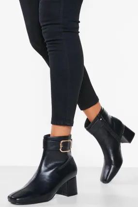 Wide Fit Buckled Block Heel Boots