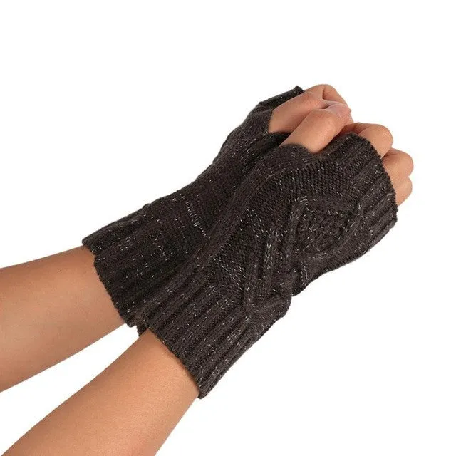 Women  Fingerless Gloves Knitted Half Finger Glove Soft Warm Half Mitten Women Female Gloves Mittens Guantes Mujer  GS