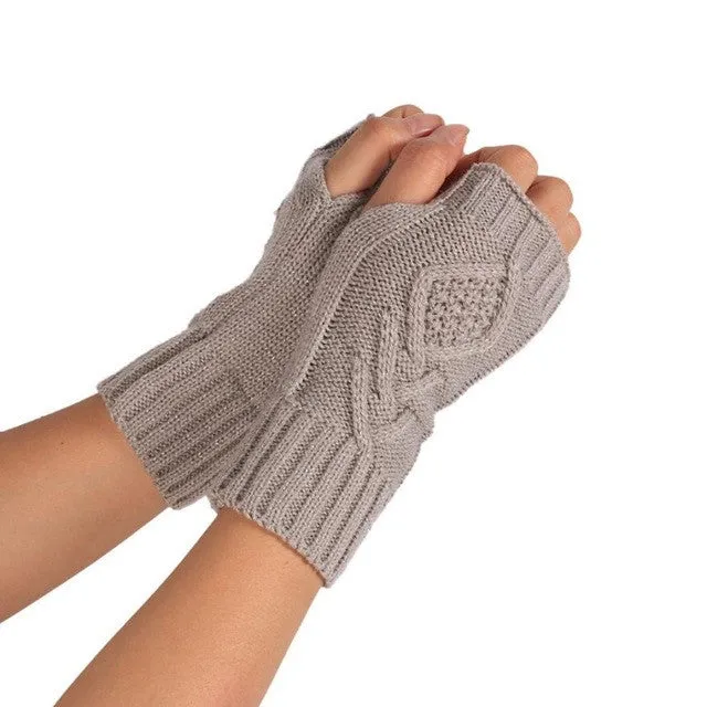 Women  Fingerless Gloves Knitted Half Finger Glove Soft Warm Half Mitten Women Female Gloves Mittens Guantes Mujer  GS