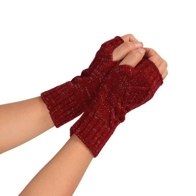 Women  Fingerless Gloves Knitted Half Finger Glove Soft Warm Half Mitten Women Female Gloves Mittens Guantes Mujer  GS