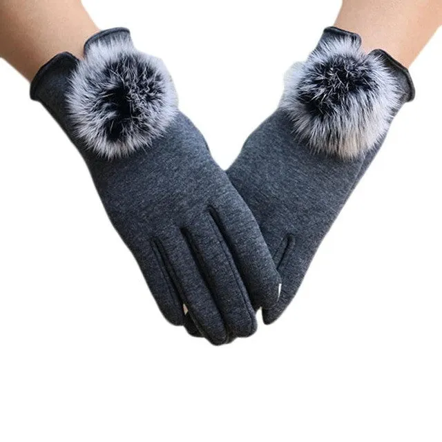 Women Gloves Winter Ladies Cute Hir Ball Cotton Gloves Warm Wrist Hand Gloves Kadin Eldiven#B921 SM6