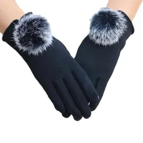 Women Gloves Winter Ladies Cute Hir Ball Cotton Gloves Warm Wrist Hand Gloves Kadin Eldiven#B921 SM6