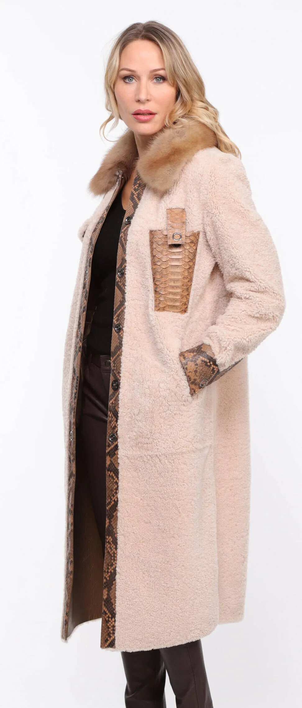 Women's ecru \paolina\ sheepskin coat