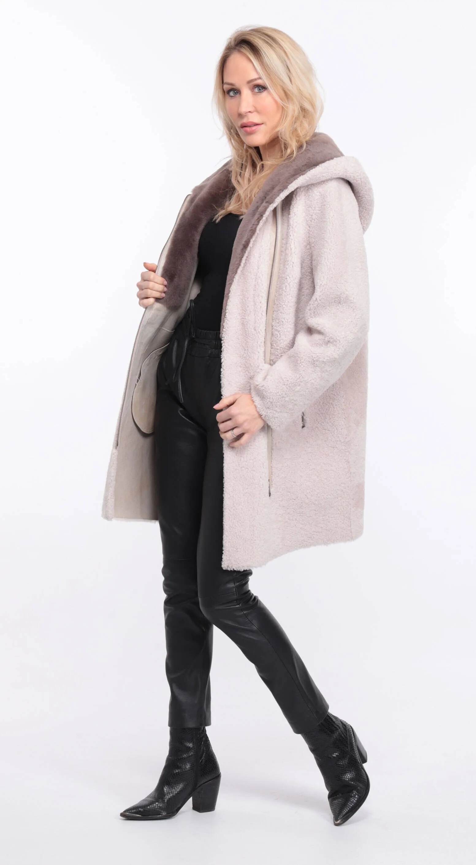 Women's ecru sheepskin coat valere