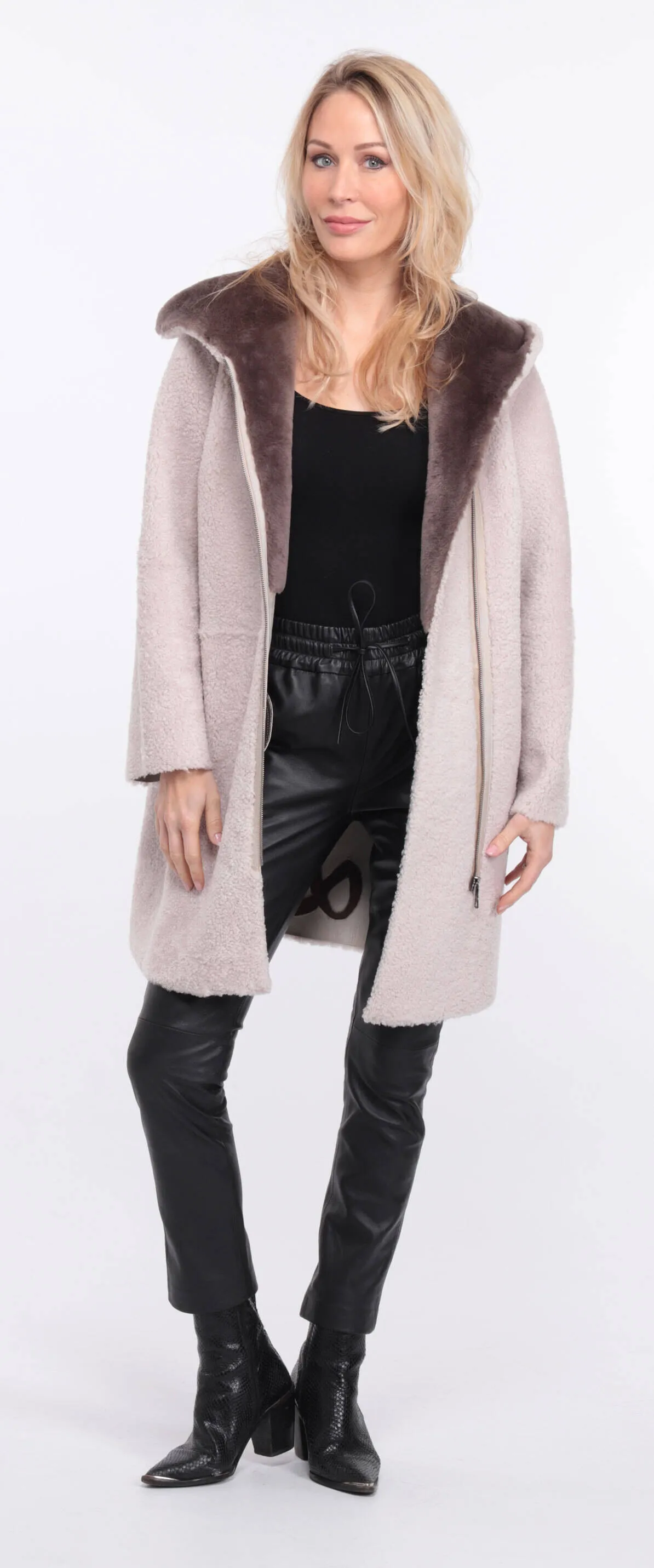 Women's ecru sheepskin coat valere